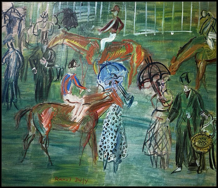 Galerie Besseiche.com - Raoul Dufy 1877-1953, La pelouse-1950, Huile sur toile - 46.5x55 cm - 